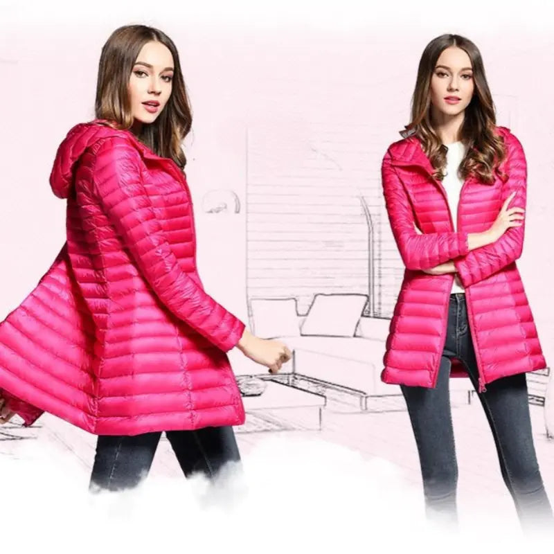 Lightweight Women's Hooded Down Jacket for Winter Wear