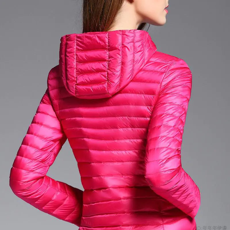 Lightweight Women's Hooded Down Jacket for Winter Wear