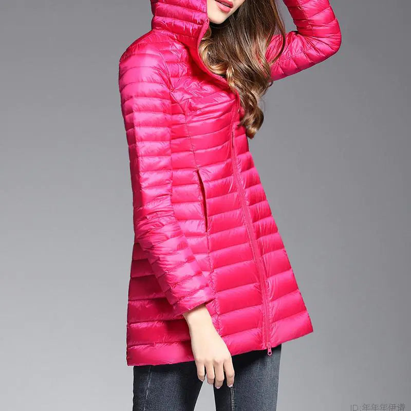 Lightweight Women's Hooded Down Jacket for Winter Wear
