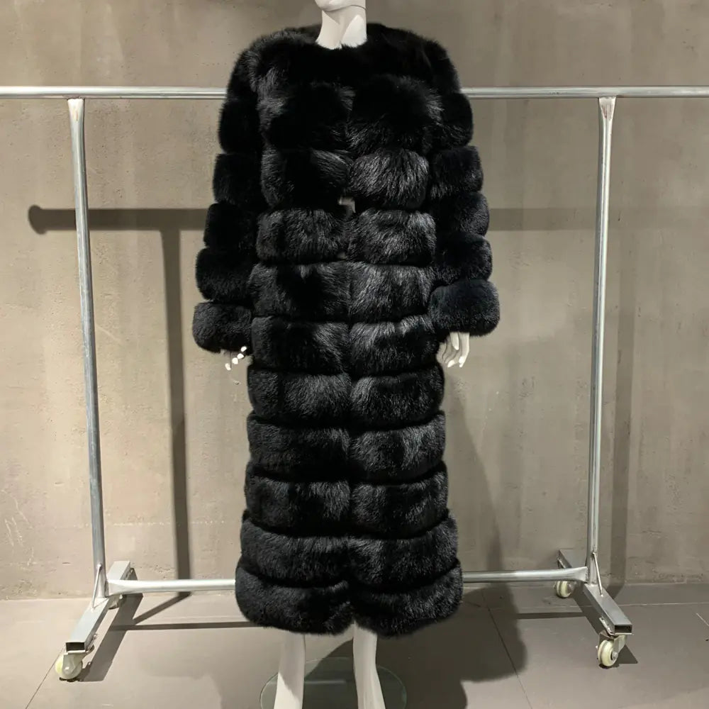 X-Long Real Fox Fur Coat for Women - Warm Winter Wear