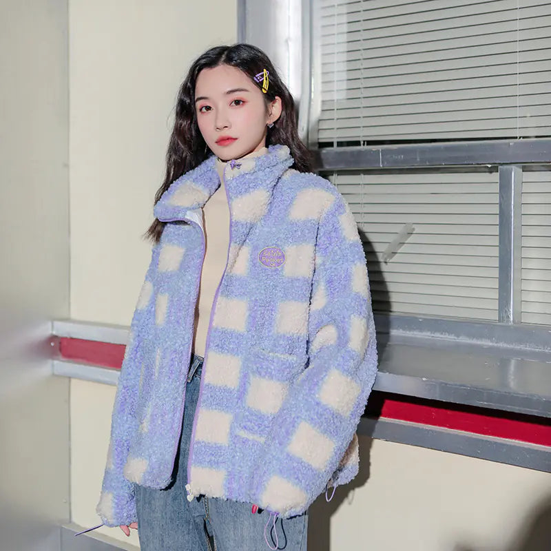 Plaid Fleece Jacket for Women - Warm Autumn Winter Wear
