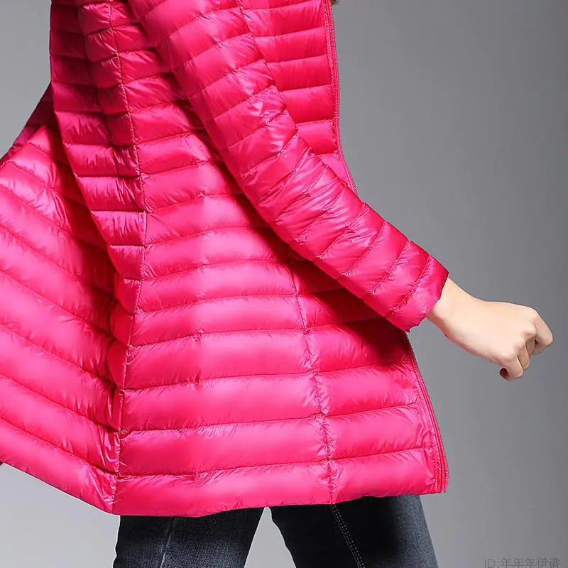 Lightweight Women's Hooded Down Jacket for Winter Wear