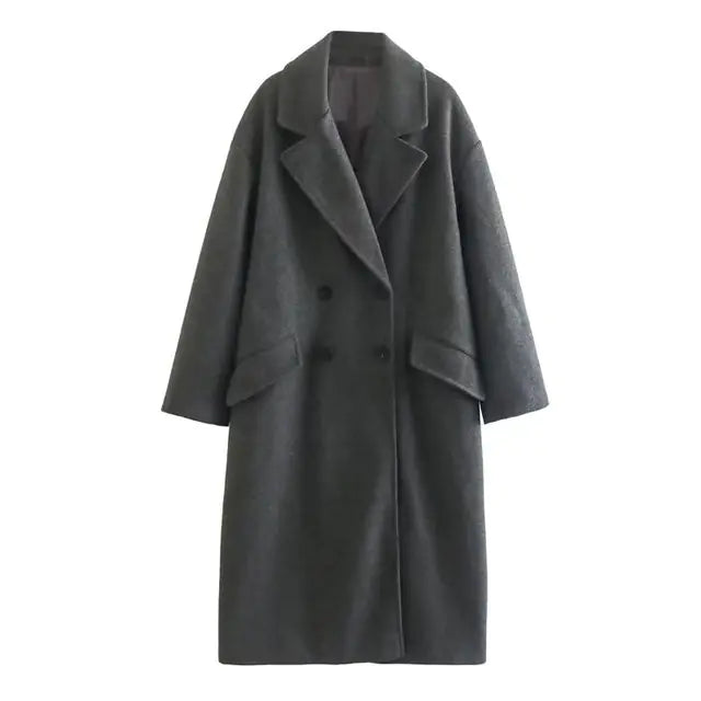 Women's Autumn Winter Khaki Overcoat for Casual Wear